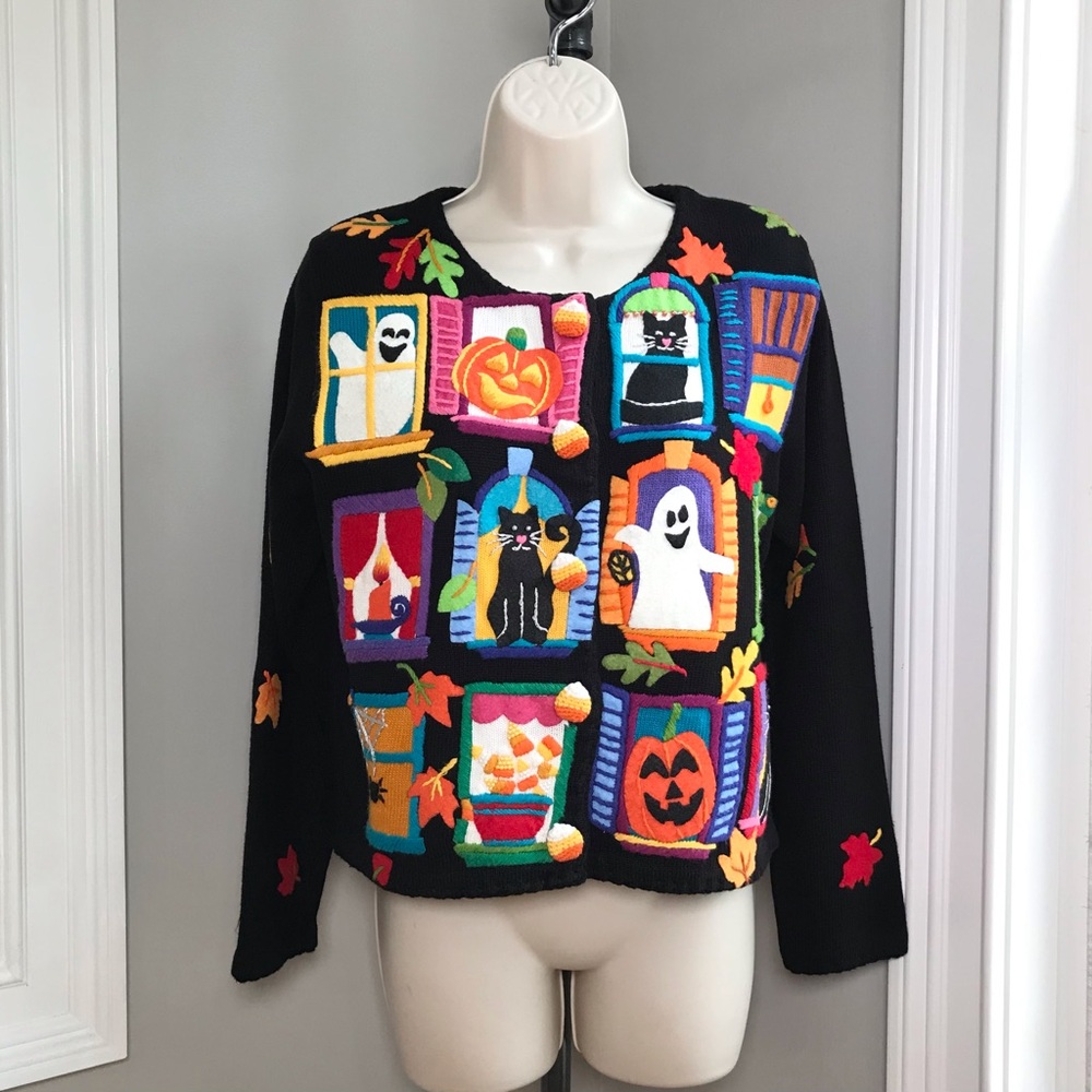 Vintage Michael Simon Halloween Sweater Cardigan ~ Women’s Small  EUC